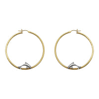 Jumping Dolphins Hoop Earrings large (14K) front - Popular Jewelry - New York