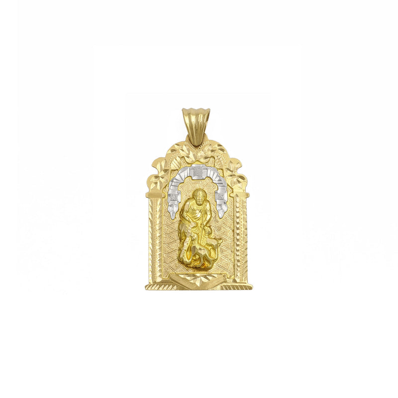 Saint Lazarus Two-Toned Shrine Pendant (14K) front - Popular Jewelry - New York