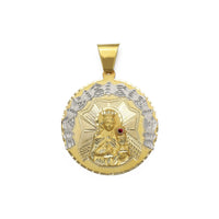 Saint Barbara Diamond Cut Medallion Pendant (14K) front - Popular Jewelry - New York