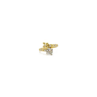 Solitaire Bypassing Flower Ring (14K) front - Popular Jewelry - New York