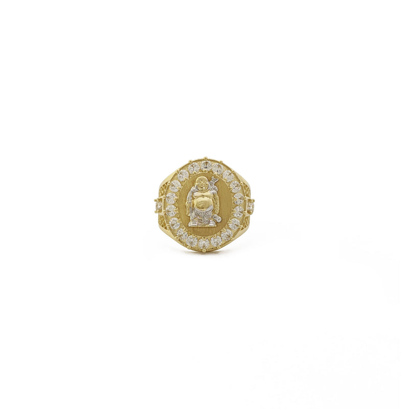 Two-Toned Buddha Signet Ring (14K) front - Popular Jewelry - New York