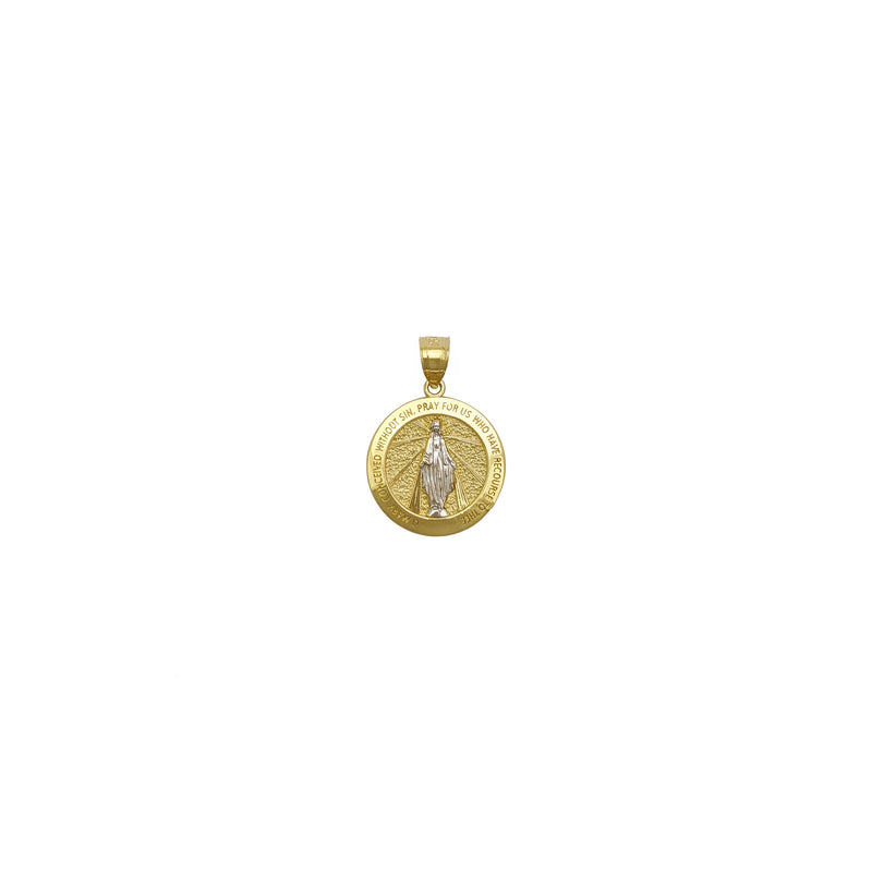 Two-Toned Miraculous Round Medal Pendant (14K) front - Popular Jewelry - New York