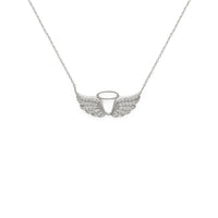 Angel Halo and Wings Charm Necklace white (14K) front - Popular Jewelry - New York