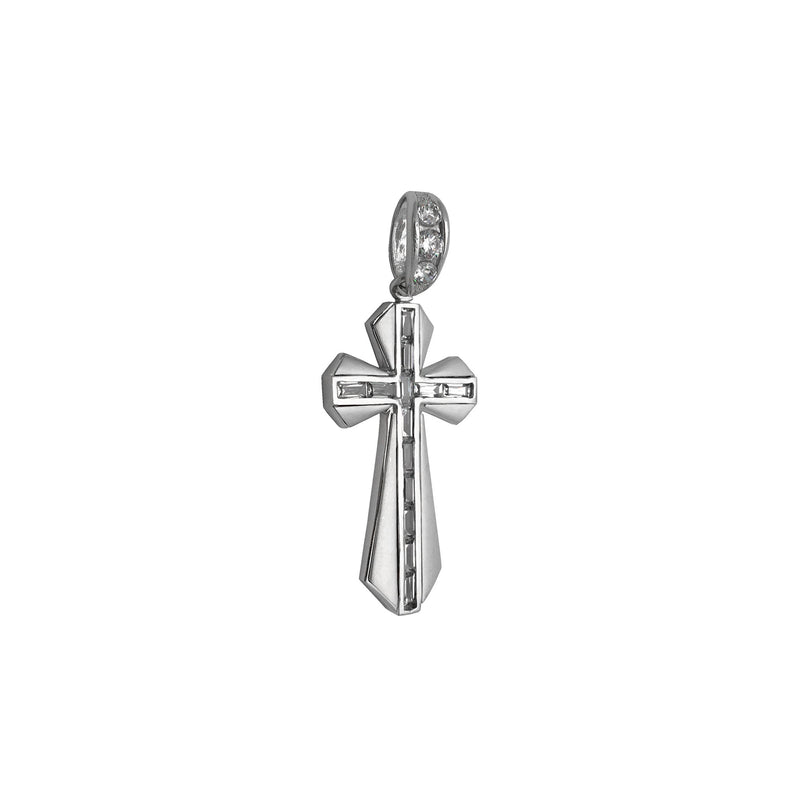 Baguette Icy Passion Cross Pendant (14K) side - Popular Jewelry - New York
