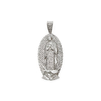 Diamond-Iced Guadalupe Pendant white (14K) front - Popular Jewelry - New York