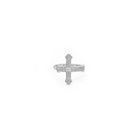 Anello con croce con germoglio laterale di diamanti (14K) anteriore - Popular Jewelry - New York