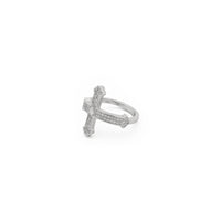 Anello con croce con germoglio laterale di diamanti (14K) lato - Popular Jewelry - New York