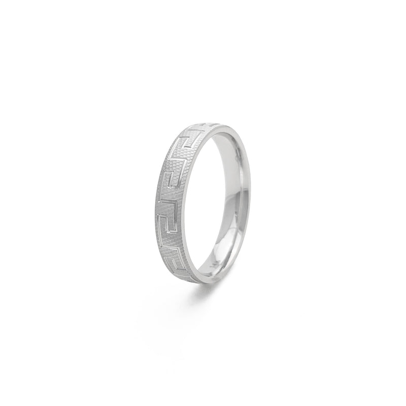 Greek Key Band Ring (14K) diagonal - Popular Jewelry - New York