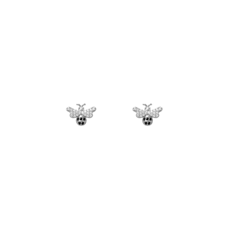 Icy Bee Stud Earrings white (14K) front - Popular Jewelry - New York
