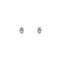 Icy Hamsa Hand Stud Earrings white (14K) front - Popular Jewelry - Нью-Йорк