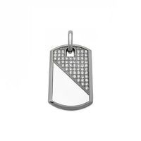 Partially-Iced Dog Tag Pendant (14K) front - Popular Jewelry - New York