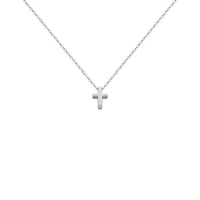 Petite Cross Charm Kalung putih (14K) depan - Popular Jewelry - New York