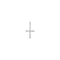 Zúžený bagetový přívěsek s křížkem bílý (14K) vpředu - Popular Jewelry - New York