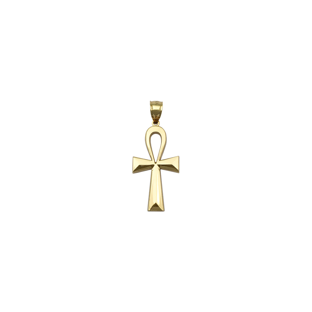 Ankh Plain Convex Texture Pendant (14K) front - Popular Jewelry - New York