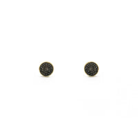 Fekete gyémánt kerek fürtös fülbevalók (14K) elülső - Popular Jewelry - New York