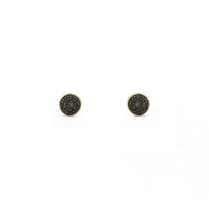 Black Diamond Round Cluster Stud Earrings (14K) front - Popular Jewelry - New York