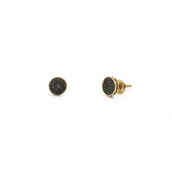Black Diamond Round Cluster Stud Earrings (14K) main - Popular Jewelry - New York