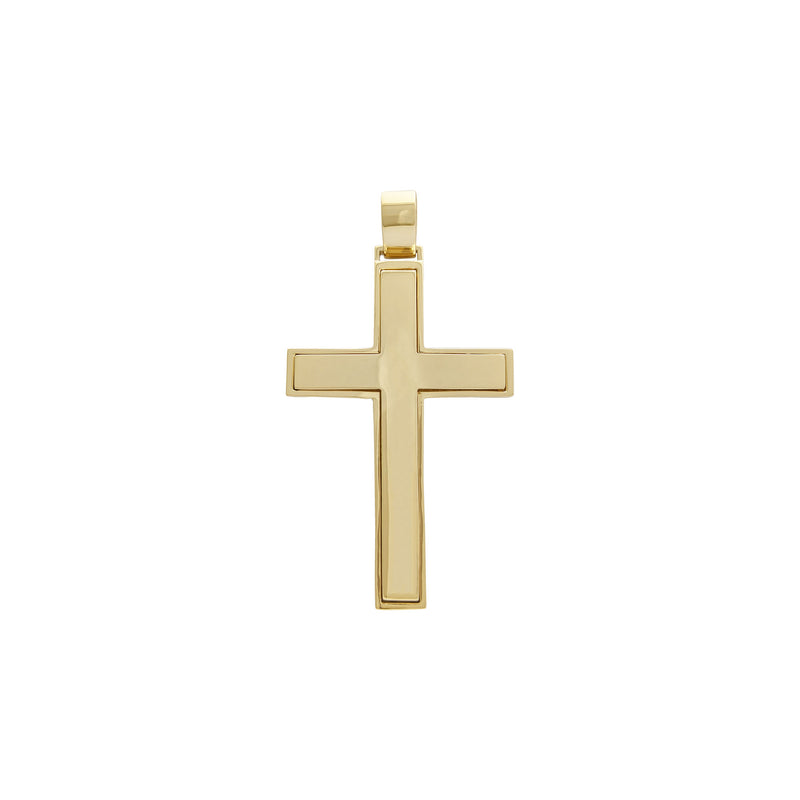 Bordered Cross Pendant (14K) front - Popular Jewelry - New York