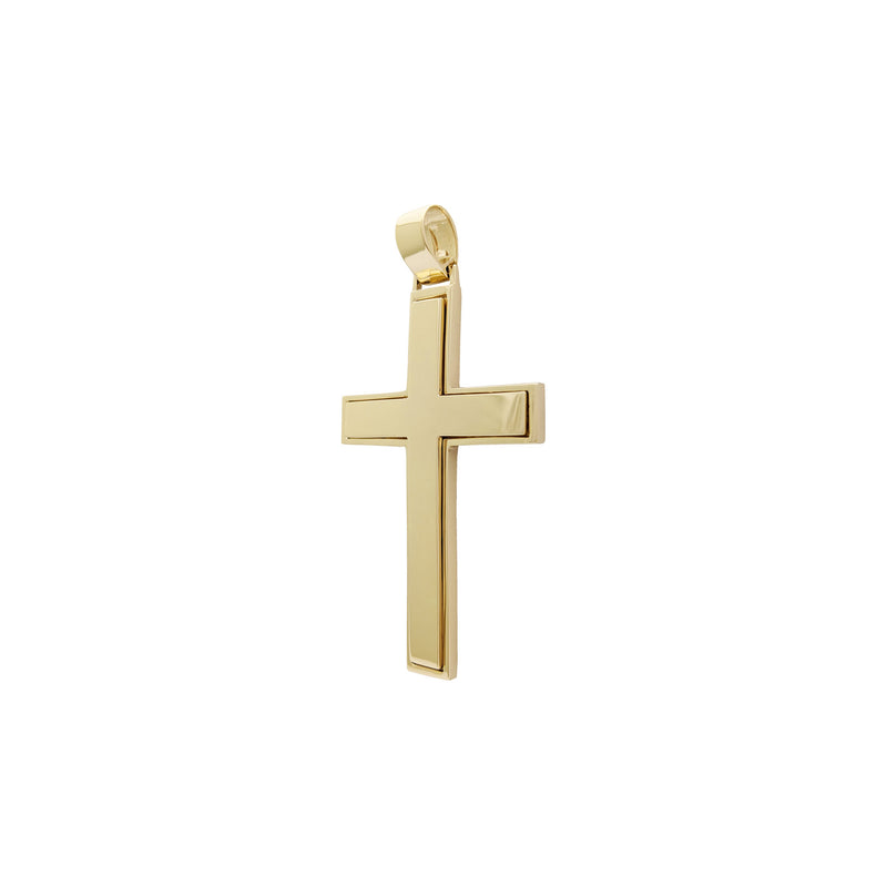 Bordered Cross Pendant (14K) side - Popular Jewelry - New York