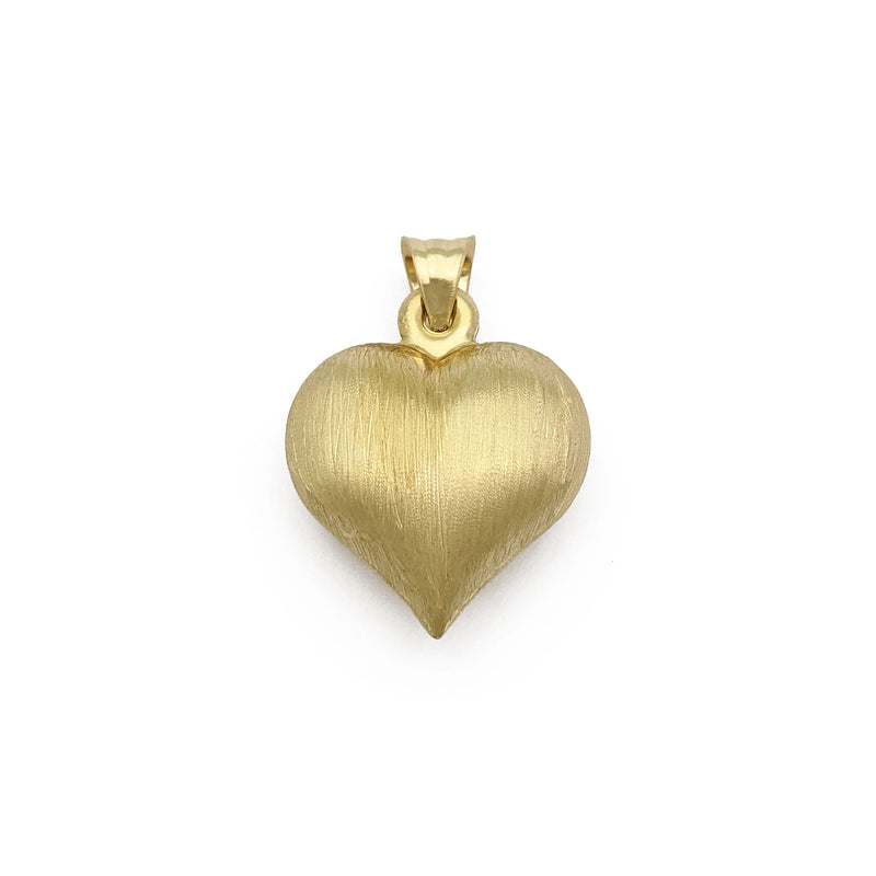 Brushed Finish Heart Pendant Large (14K) front - Popular Jewelry - New York