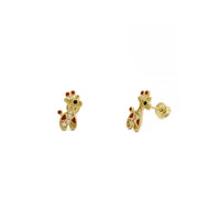 Simpatici orecchini a bottone colorati con giraffa (14K) principali - Popular Jewelry - New York