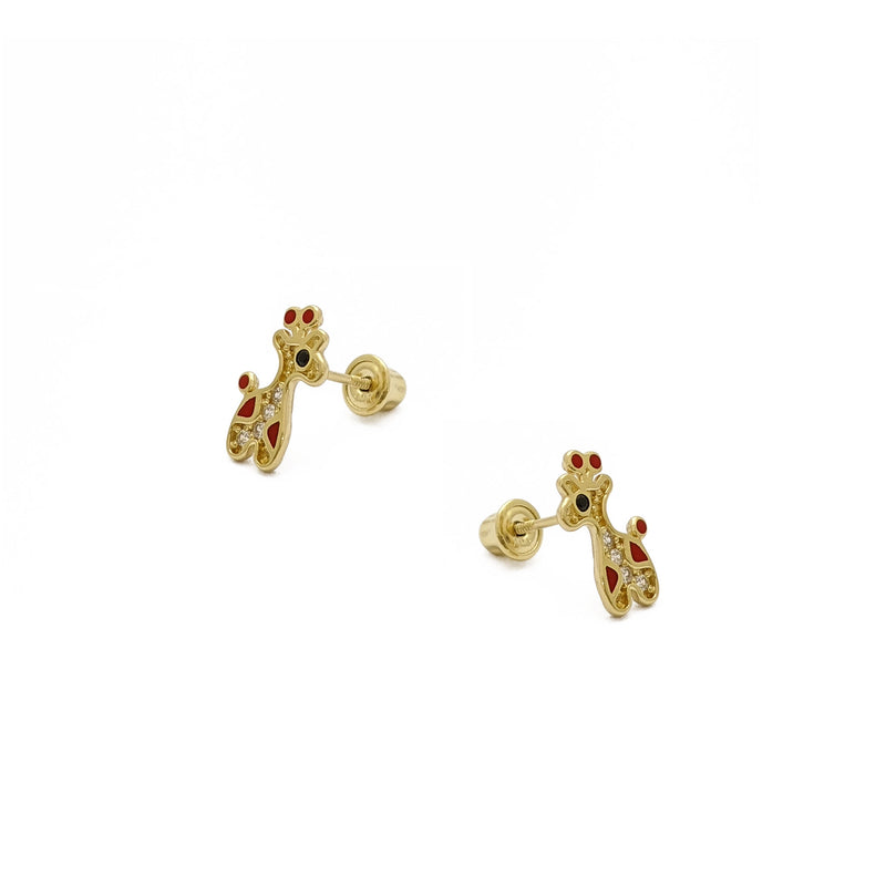 Cute Colorful Giraffe Stud Earrings (14K) side - Popular Jewelry - New York