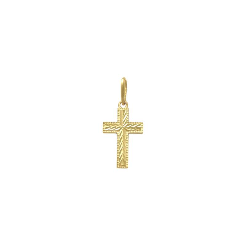 Diamond-Cut Cross Pendant yellow (14K) front - Popular Jewelry - New York