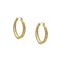 Подвійні кручені овальні сережки (14K) спереду - Popular Jewelry - Нью-Йорк
