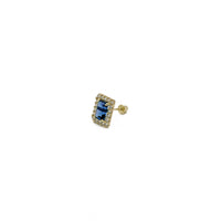 എമറാൾഡ്-കട്ട് ജെംസ്റ്റോൺ ഹാലോ കമ്മലുകൾ നീല (14K) - വശം - Popular Jewelry - ന്യൂയോര്ക്ക്