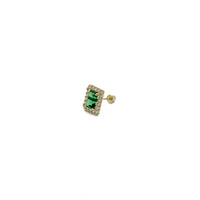 Emerald-Cut Gemstone Halo Earrings green (14K) - side - Popular Jewelry - New York