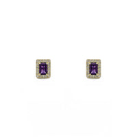 എമറാൾഡ്-കട്ട് ജെംസ്റ്റോൺ ഹാലോ കമ്മലുകൾ പർപ്പിൾ (14K) - ഫ്രണ്ട് - Popular Jewelry - ന്യൂയോര്ക്ക്