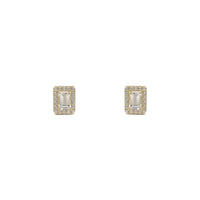 Emerald-Cut Gemstone Halo Earrings white (14K) - front - Popular Jewelry - New York