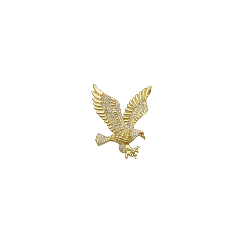 Flying Red-Eyed Eagle Pendant medium (14K) front - Popular Jewelry - New York