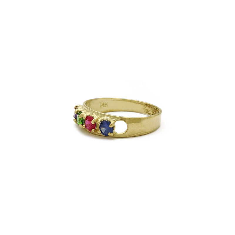 Four Birthstones Mom Ring (14K) side - Popular Jewelry - New York