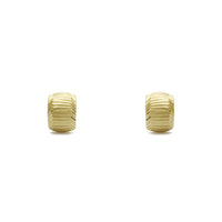 Gleaming Ribbed Huggie Earrings (14K) front - Popular Jewelry - New York