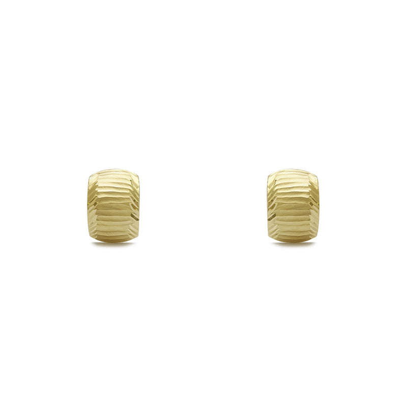 Gleaming Ribbed Huggie Earrings (14K) front - Popular Jewelry - New York