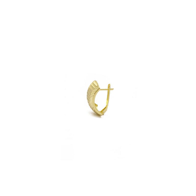 Gleaming Ribbed Huggie Earrings (14K) side - Popular Jewelry - New York