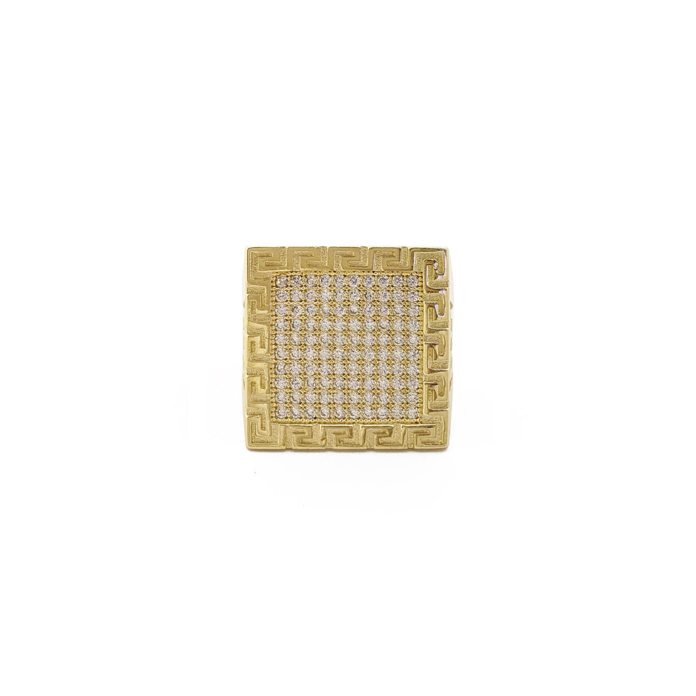 Greek Key Square Cluster Ring (14K) front - Popular Jewelry - New York