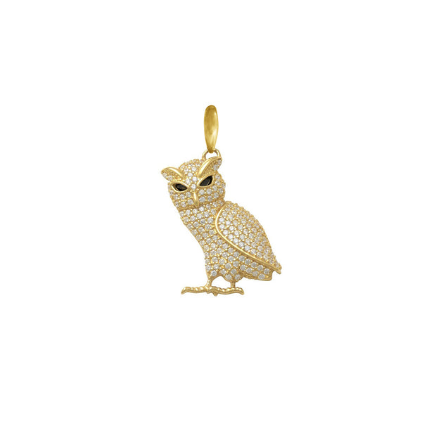 Iced-Out Black-Eyed Owl Pendant (14K)