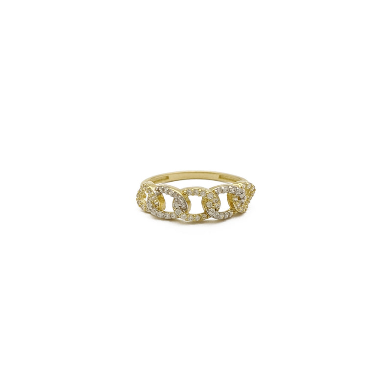 Iced-Out Curb Link Ring (14K) front - Popular Jewelry - New York