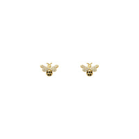 Icy Bee Stud Earrings amarelos (14K) na frente - Popular Jewelry - New York