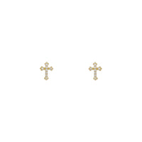 Icy Budded Cross Stud Earrings (14K) depan - Popular Jewelry - New York
