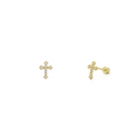 Icy Budded Cross Stud Earrings (14K) ka sehloohong - Popular Jewelry - New york