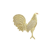Icy Fighting Rooster Pendant (14K) front - Popular Jewelry - New York
