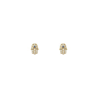 Icy Hamsa Hand Stud Orecchini gialli (14K) davanti - Popular Jewelry - New York