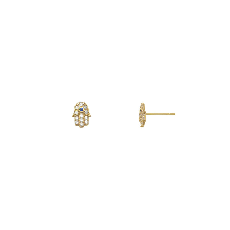 Icy Hamsa Hand Stud Earrings yellow (14K) main - Popular Jewelry - New York