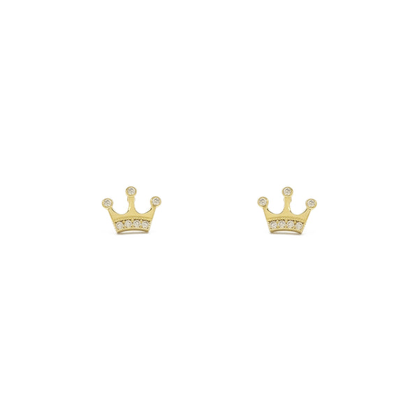 Icy King Crown Stud Earrings (14K) front - Popular Jewelry - New York