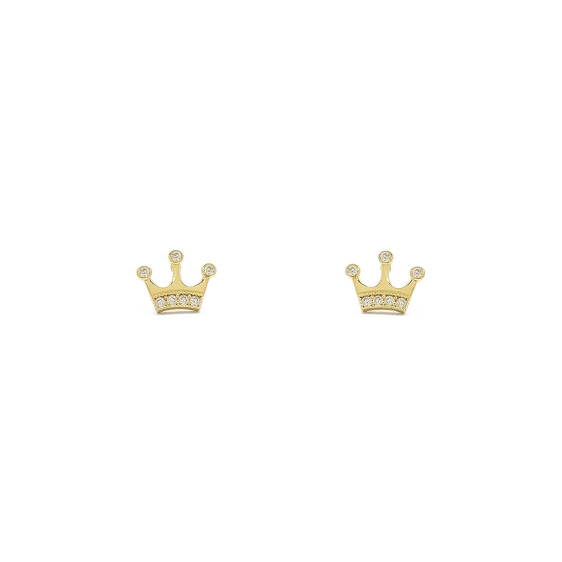 Icy King Crown Stud Earrings (14K) front - Popular Jewelry - New York