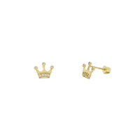 Icy King Crown Stud Earrings (14K) utama - Popular Jewelry - New York