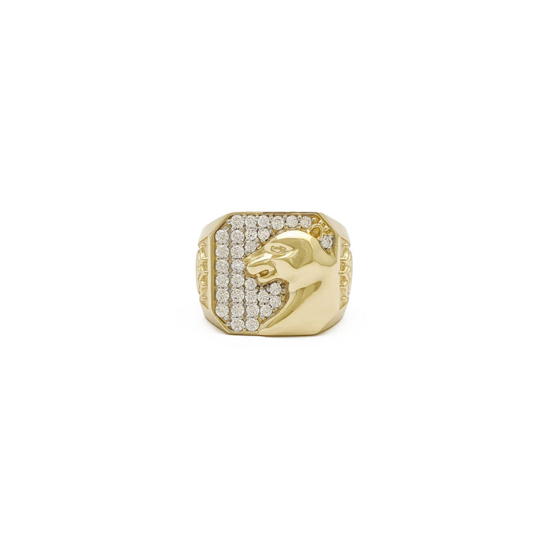Icy Panther Signet Ring (14K) front - Popular Jewelry - New York